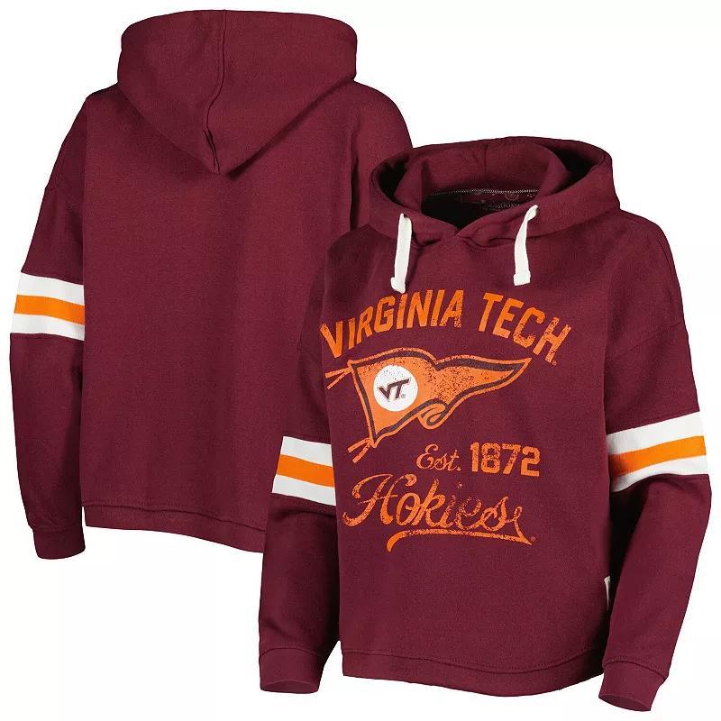 Womens Pressbox Maroon Virginia Tech Hokies Super Pennant Pullover Hoodie Product Image