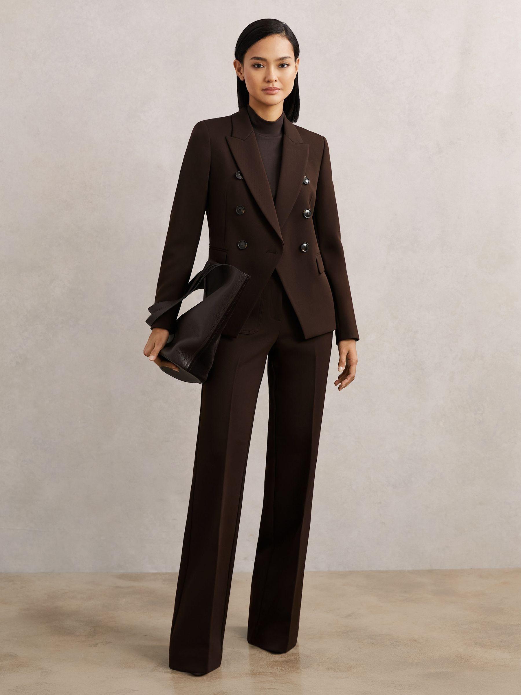 Petite Double-Breasted Suit Blazer in Chocolate Brown Product Image