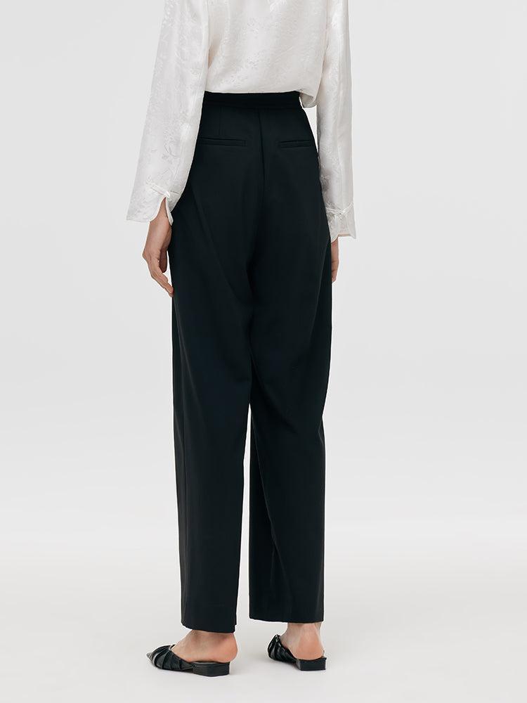 Worsted Wool New Chinese-Style Straight Women Pants Product Image