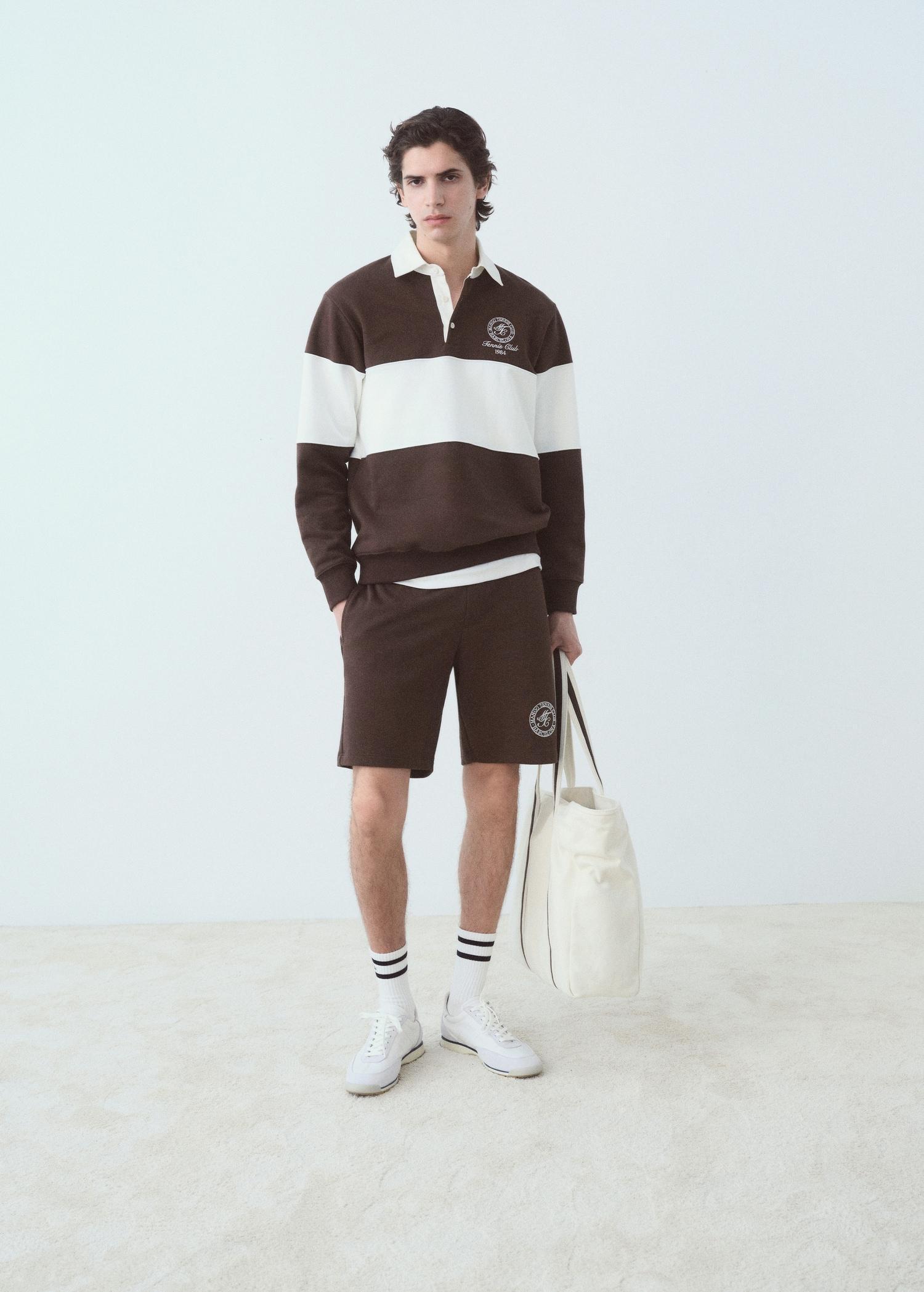 Striped polo sweatshirt - Men | MANGO USA Product Image