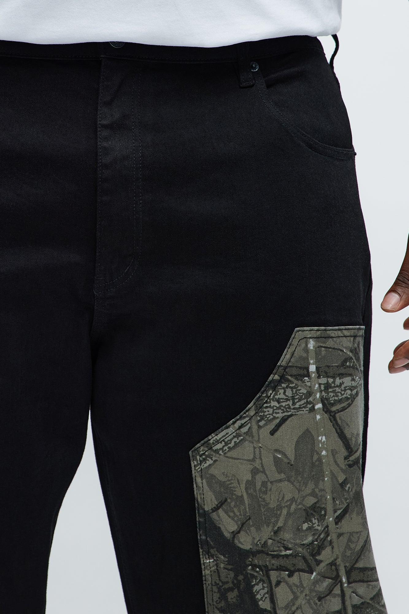 Straight Shadow Camo Carpenter Jeans - Black Product Image