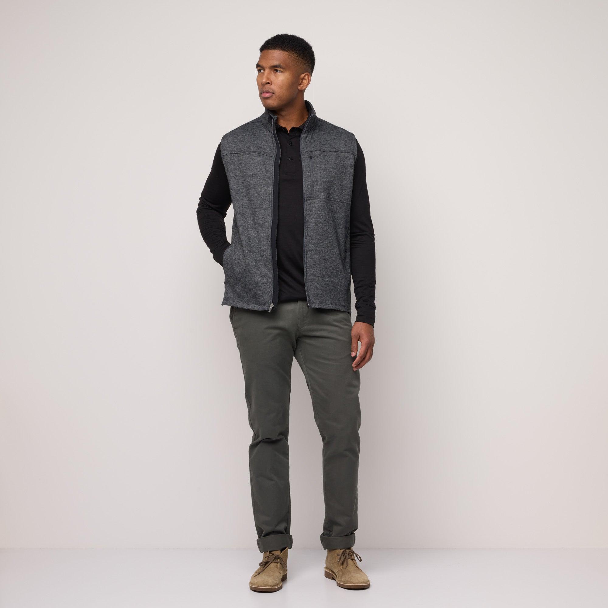 Merino Wool Full-Zip Ponte Vest | Black Marl Product Image