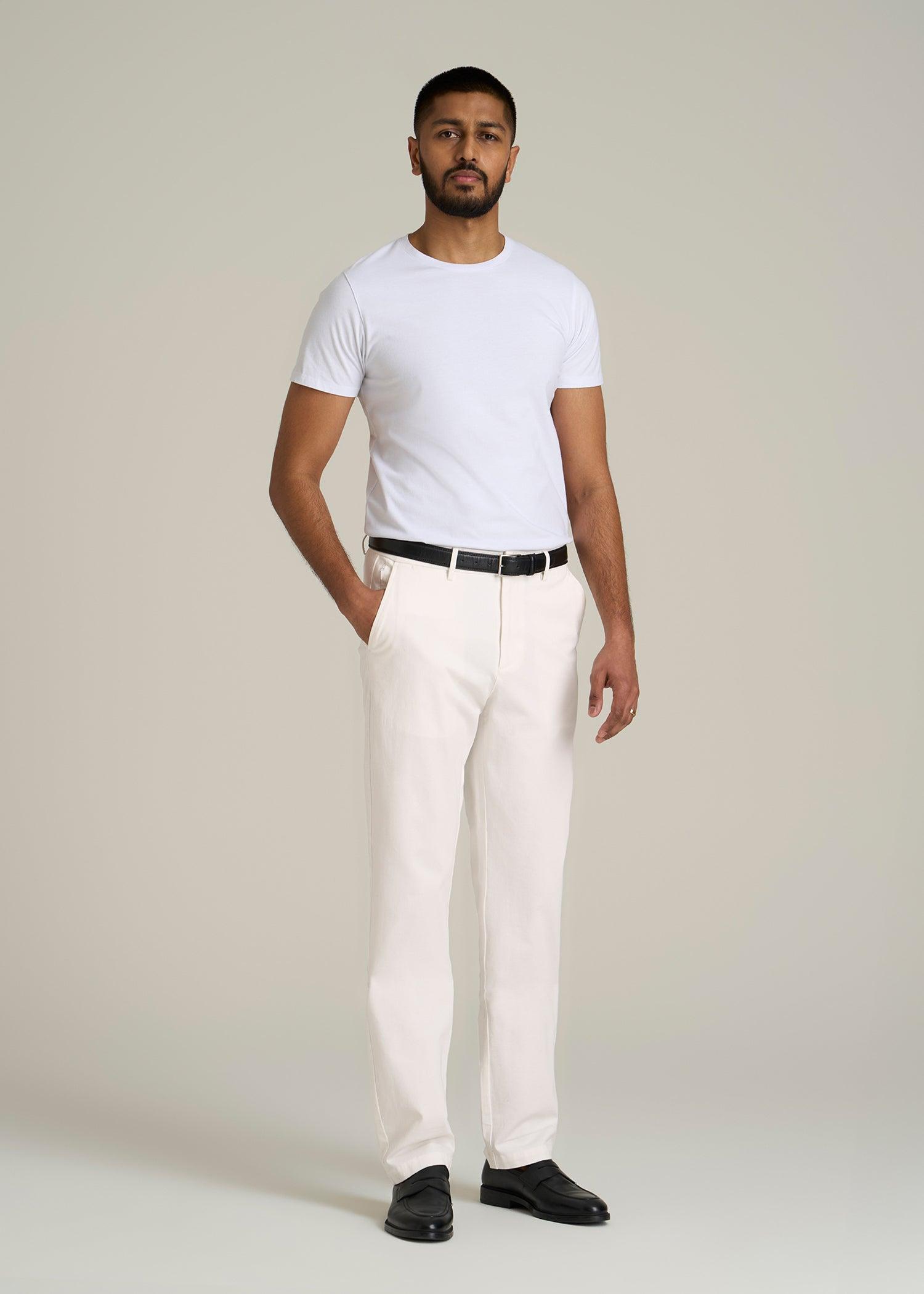 4 Way Stretch Commuter TAPERED Chino Pants for Tall Men in White Alyssum Product Image