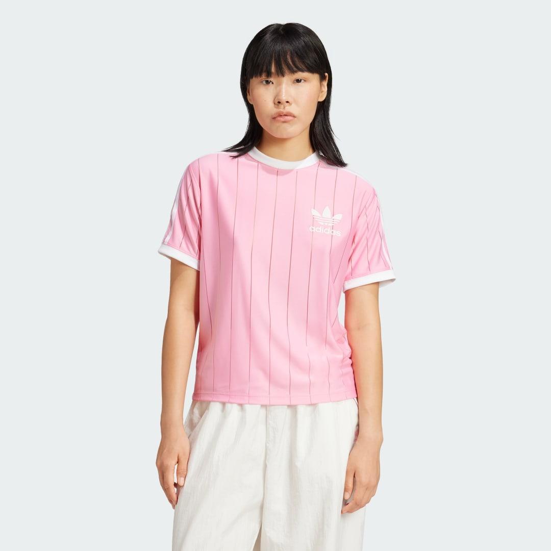 adidas Adicolor 3-Stripes Pinstripe Tee Olive Strata 2XS Womens Product Image
