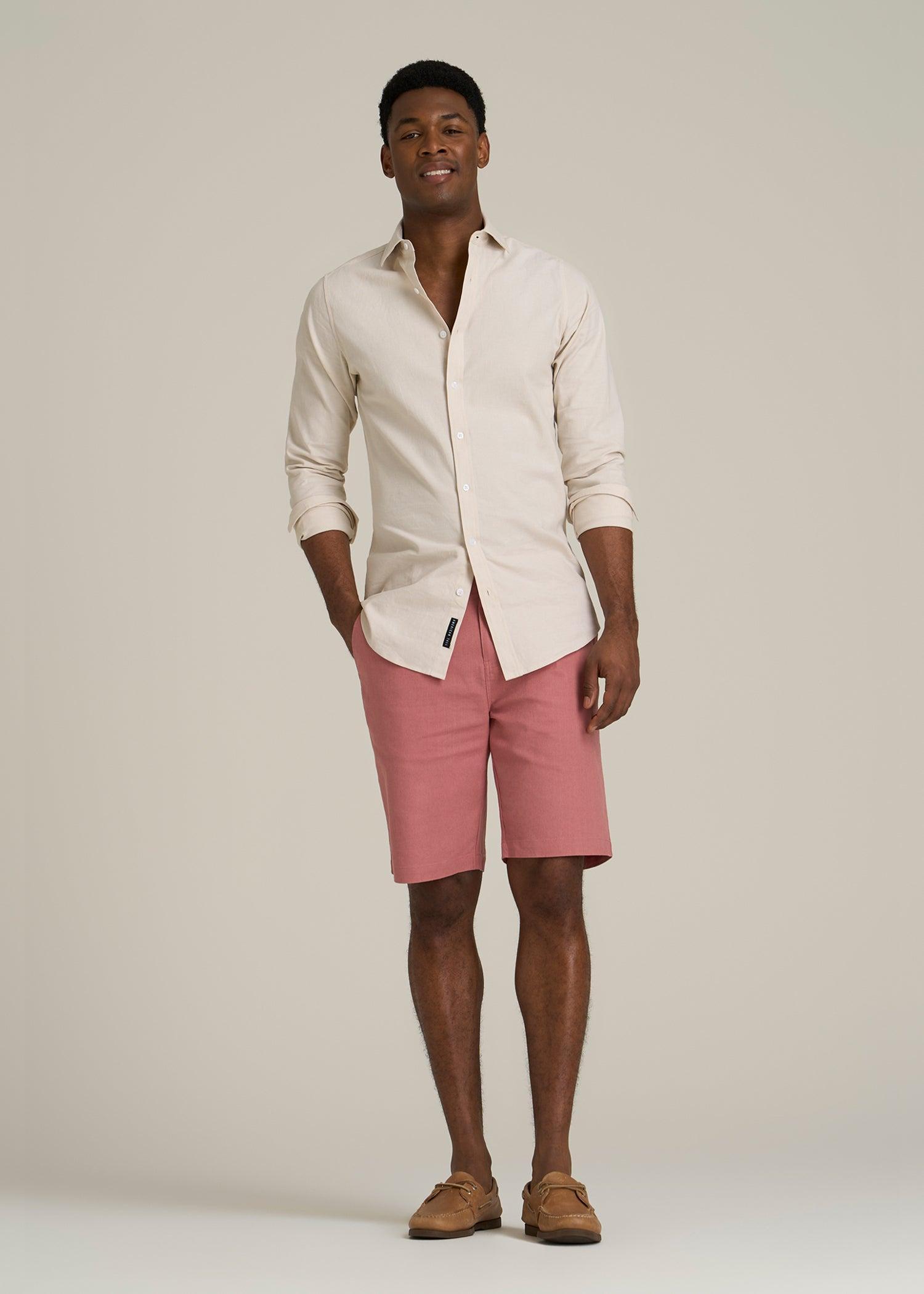 Linen Shorts For Tall Men in Withered Rose Product Image