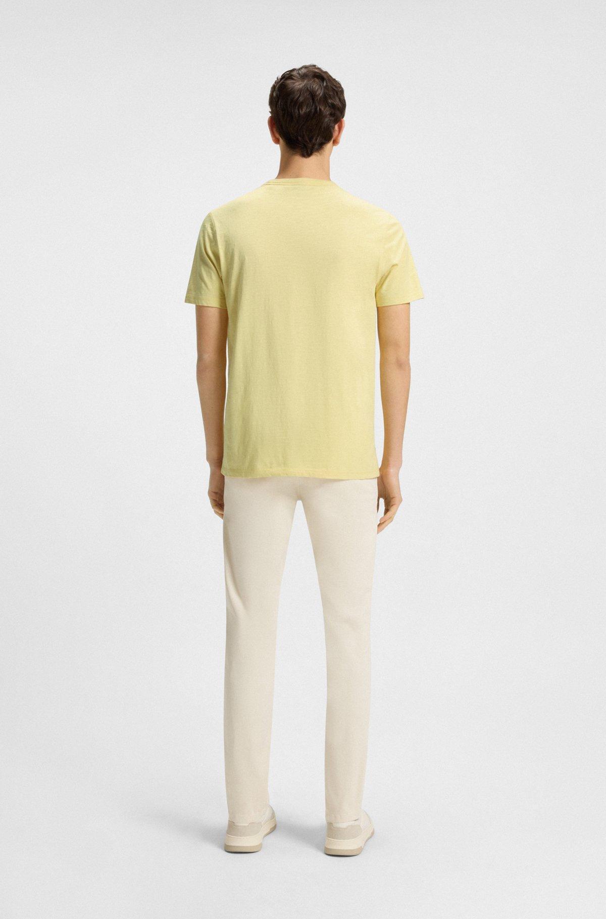 BOSS - Regular-fit T-shirt in cotton with mouline logo - Light Yellow Product Image