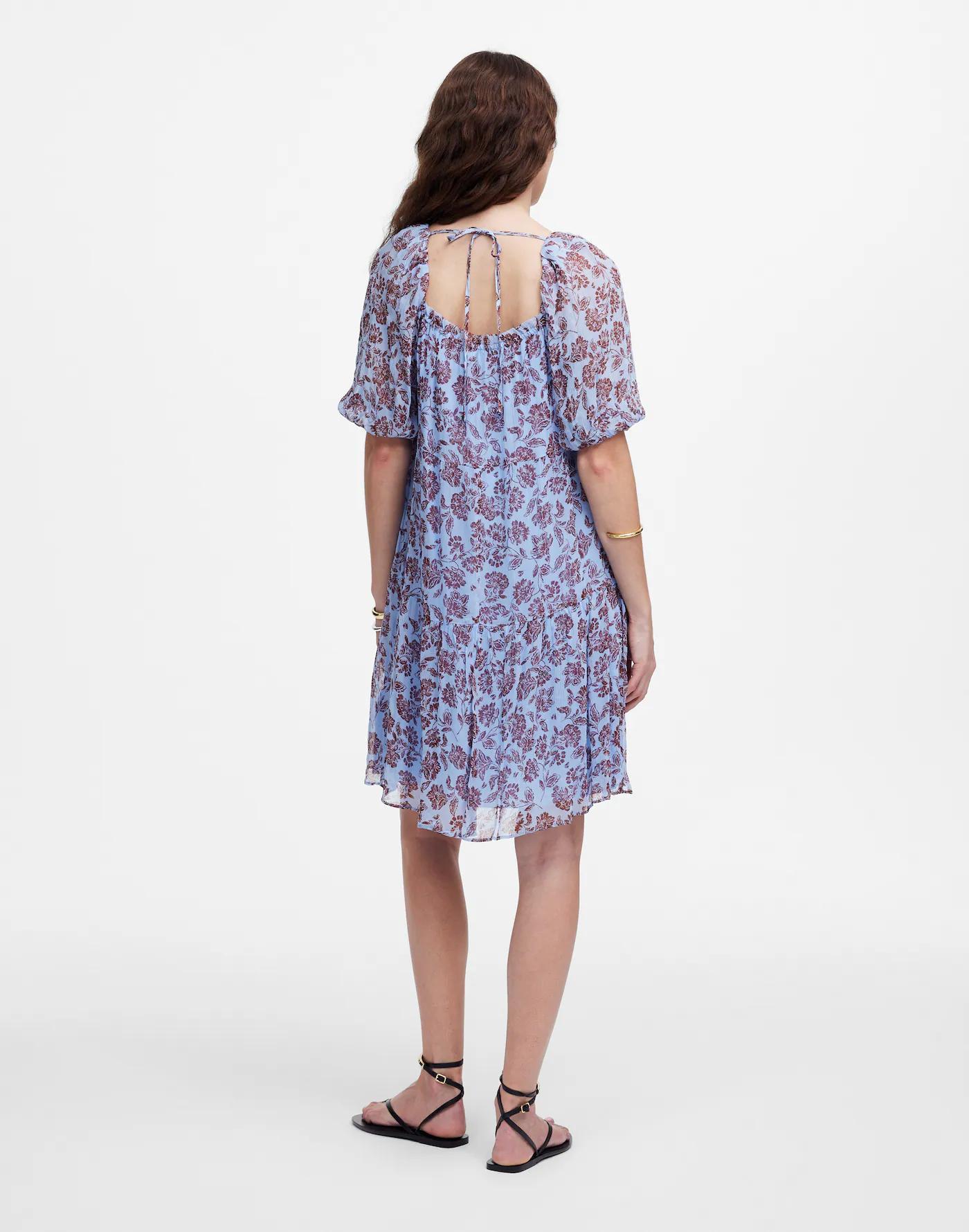 Puff-Sleeve Mini Dress in Floral Product Image