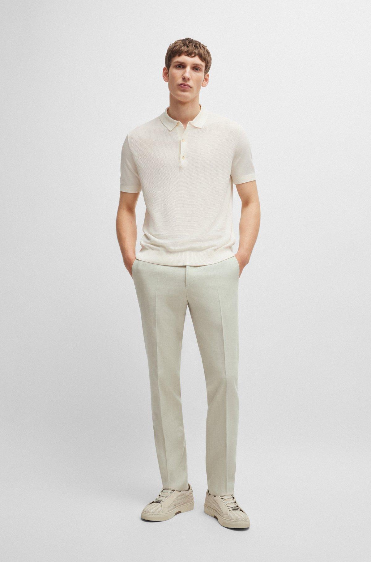 Slim-fit trousers in micro-patterned stretch material Product Image