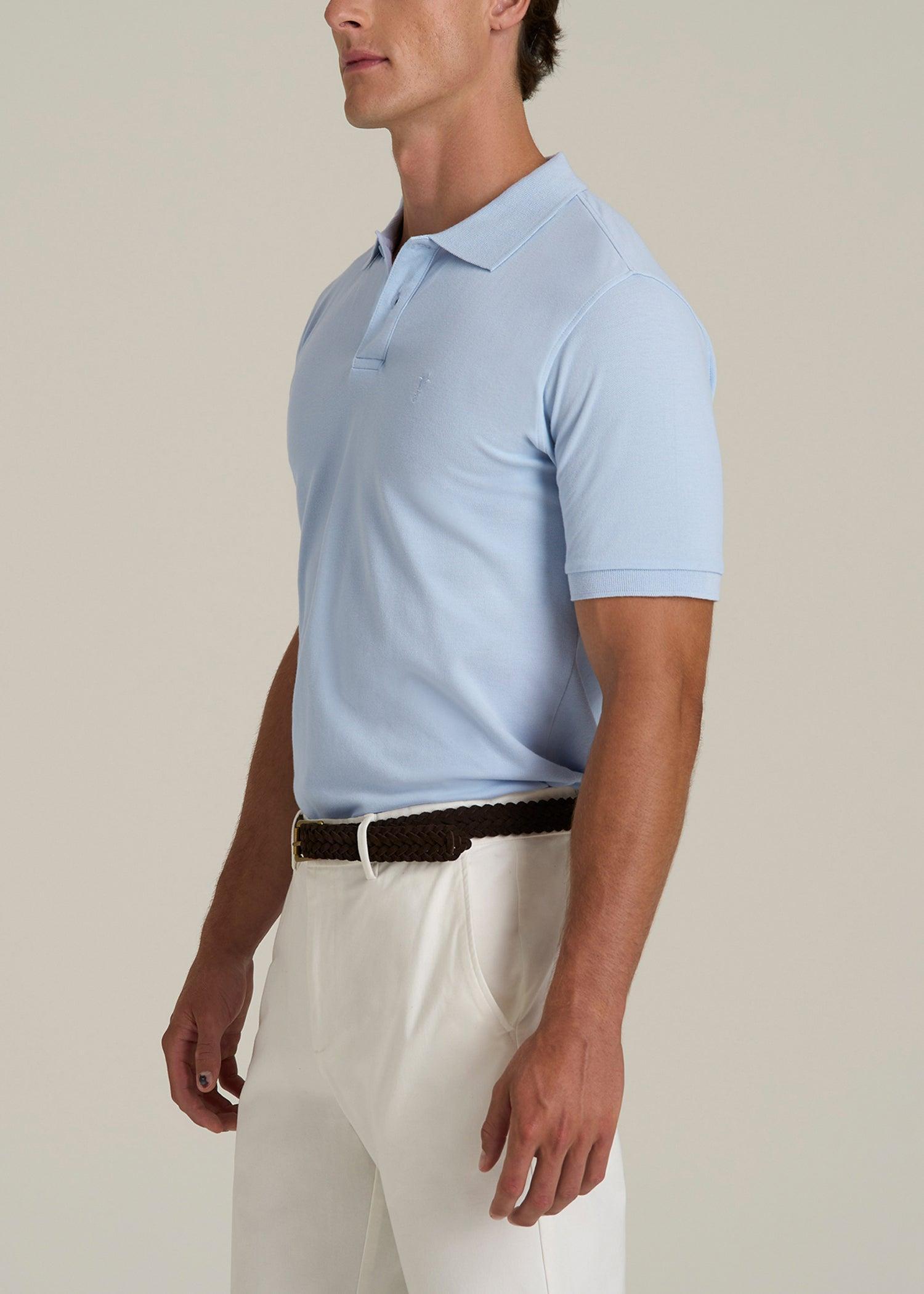 Men's Tall Classic Polo with Embroidered Logo in Ice Blue Male Product Image