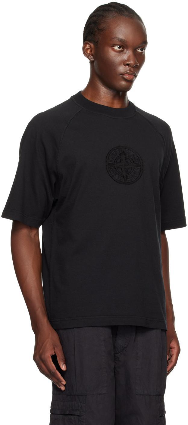 STONE ISLAND Black Organic Cotton T-shirt Product Image