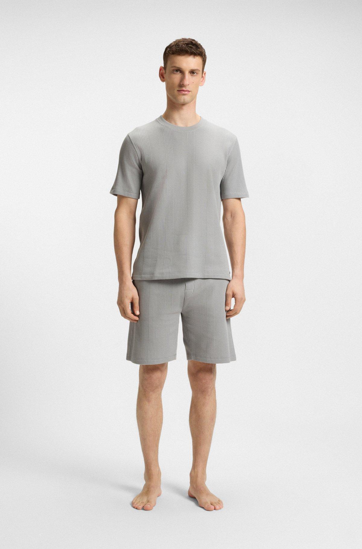 BOSS - Cotton-blend shorts in knitted jacquard - Light Grey Product Image