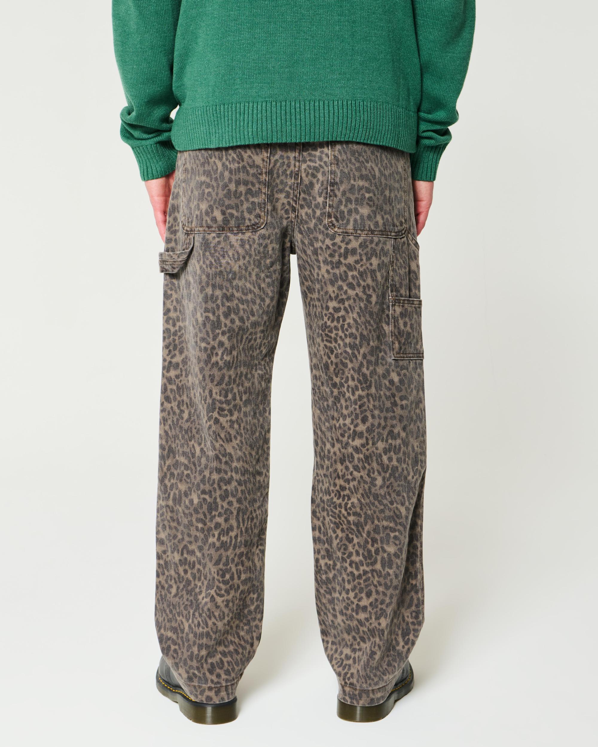 Leopard Print Baggy Painter Jeans Product Image