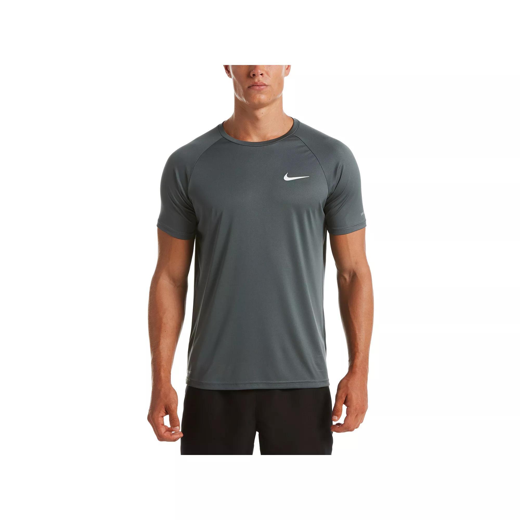 Men's Nike Dri-FIT UPF 40+ Hydroguard Short Sleeve Swim Tee, Size: Medium, Iron Gray Product Image