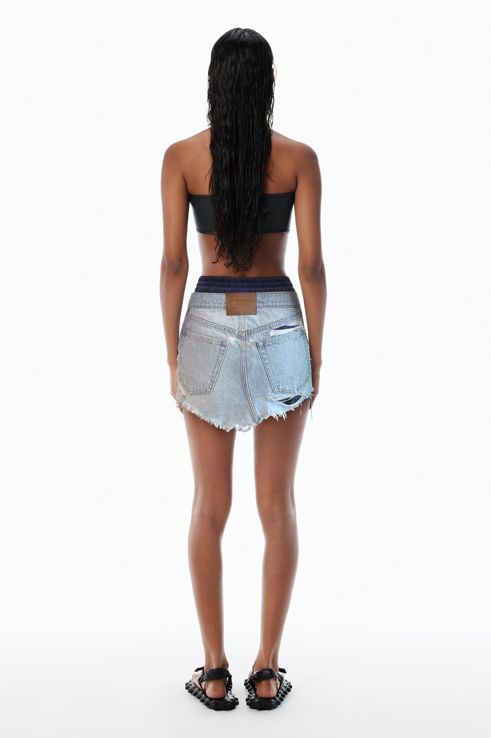 Distressed Pre-styled Denim Skirt Product Image