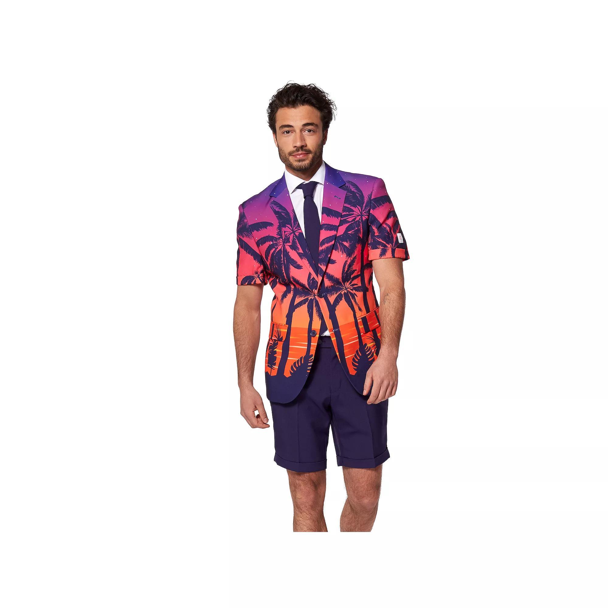 Men's OppoSuits Suave Sunset Tropical Slim-Fit Summer Novelty Suit & Tie Set, Size: 40 - Regular, Multi Product Image