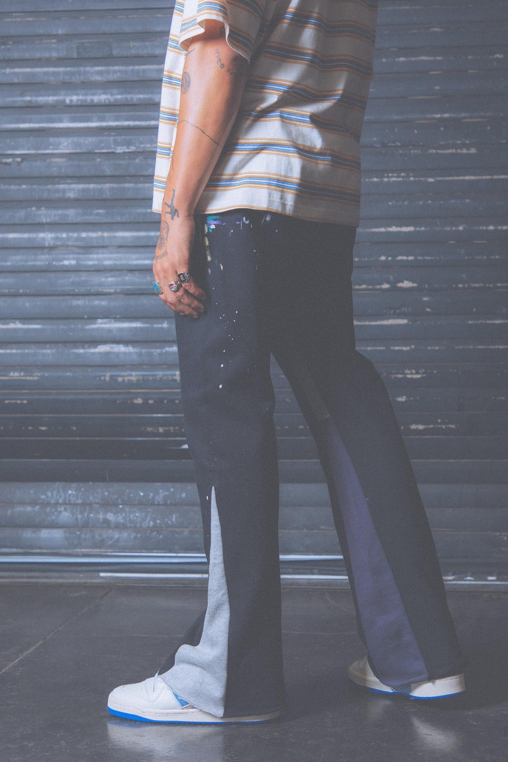 Contrast Bootcut Sweatpants - Black Product Image