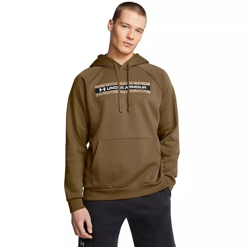 Men's Under Armour Rival Fleece Camo Chest Stripe Hoodie, Size: Large, Coyote Product Image