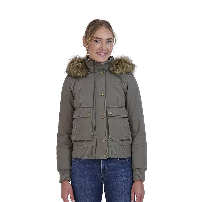 Juniors' Sebby Faux-Fur Hood Bomber Parka, Women's, Size: Large, Grey Product Image