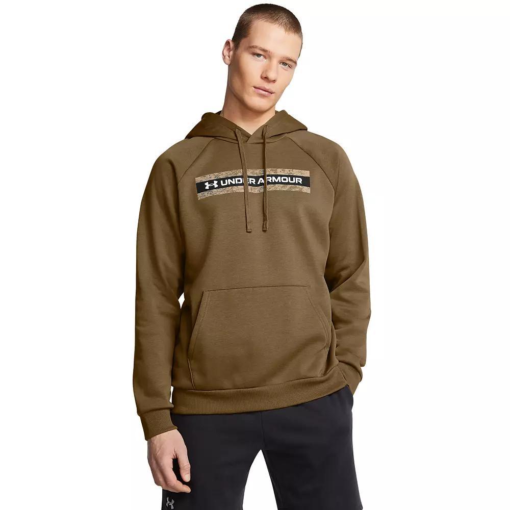 Men's Under Armour Rival Fleece Camo Chest Stripe Hoodie, Size: Large, Coyote Product Image