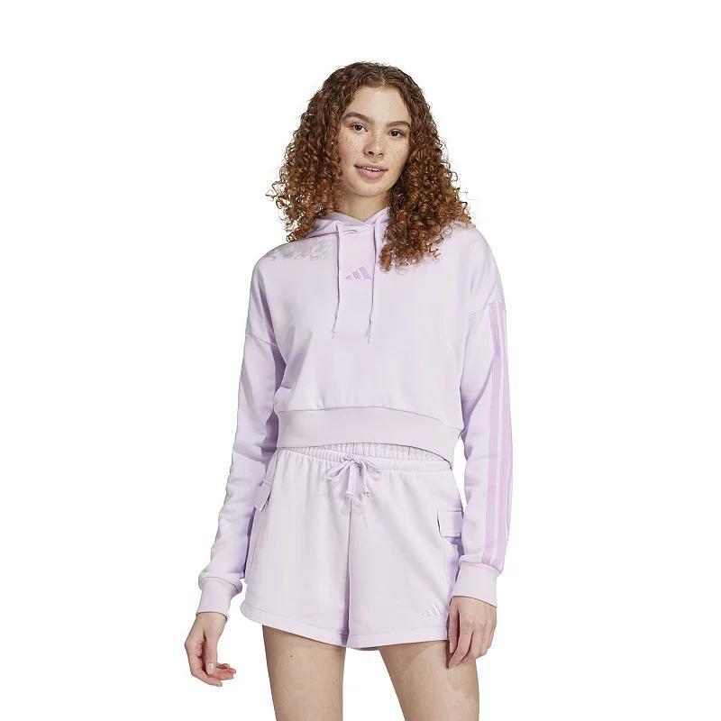 Womens adidas Essentials 3-Stripes French Terry Cropped Hoodie Product Image