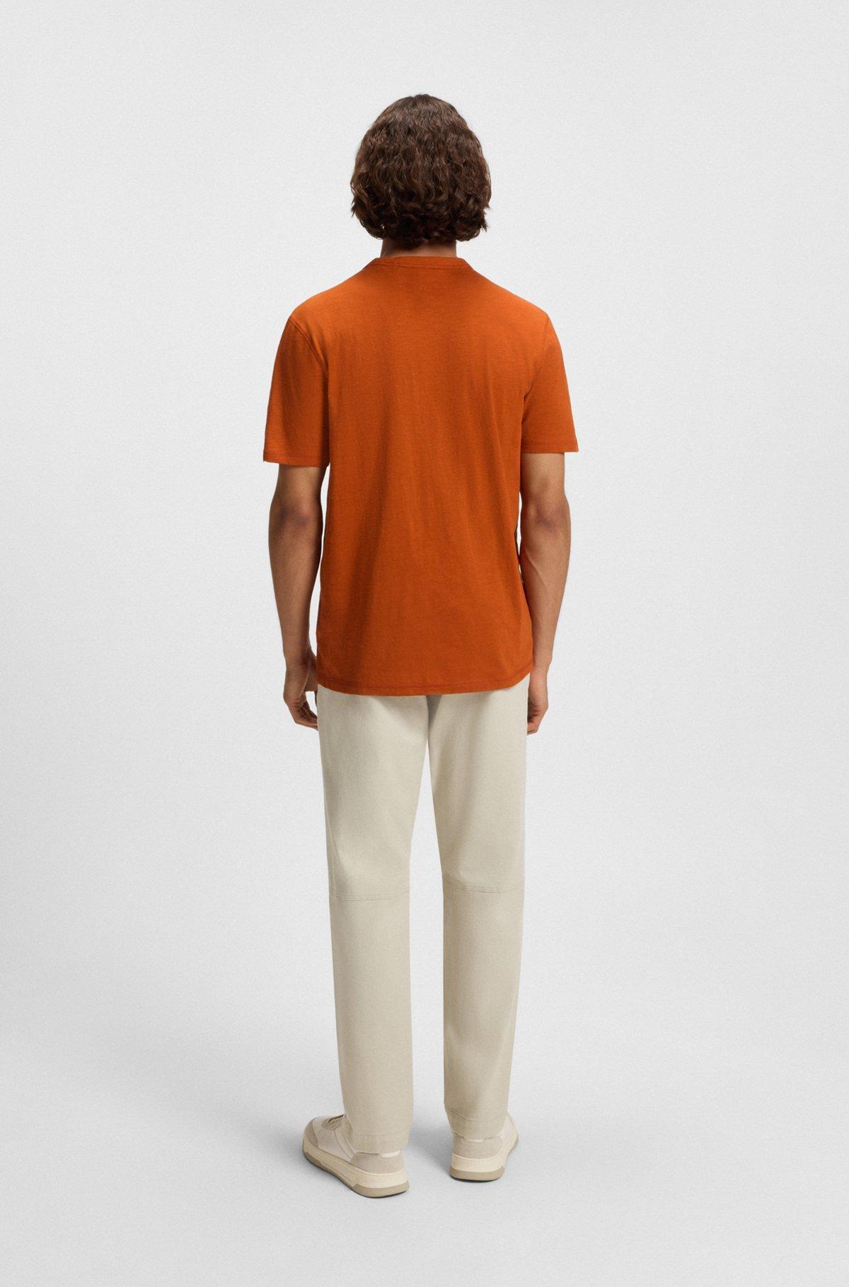 BOSS - Regular-fit T-shirt in cotton with mouline logo - Light Orange Product Image