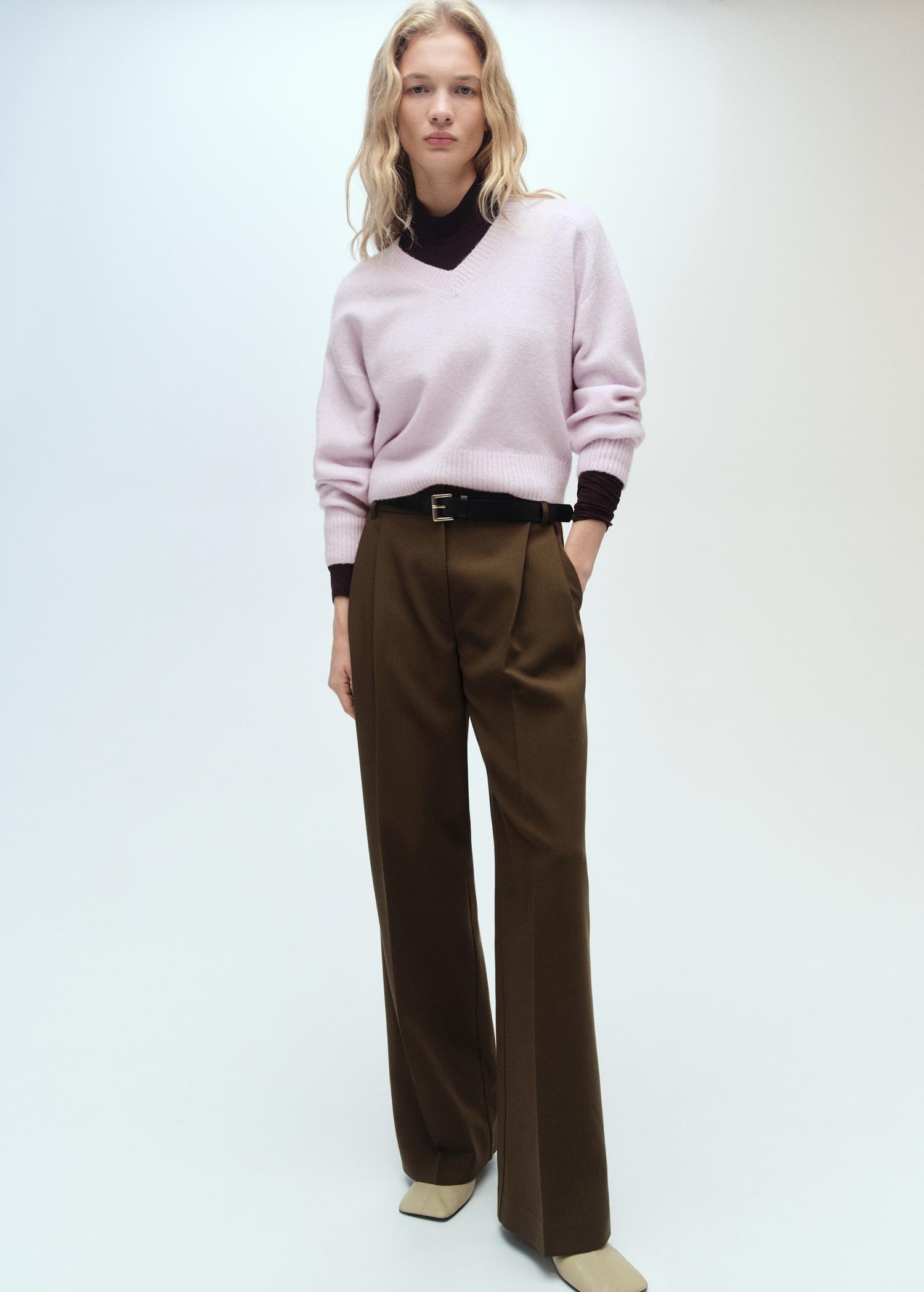 V-neck knit sweater - Women | MANGO USA Product Image