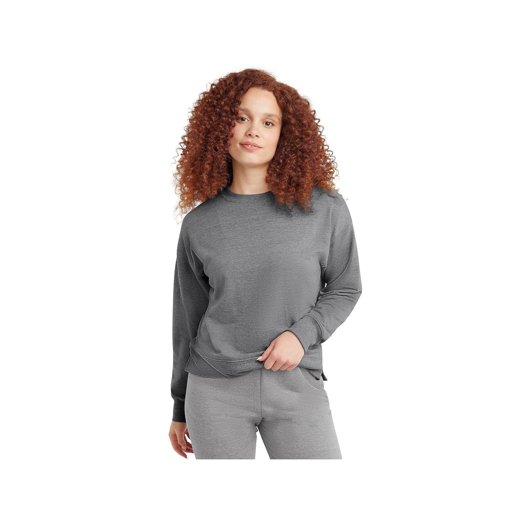 Women's Hanes Originals French Terry Sweatshirt, Size: Medium, Black 50r Pe Grey Product Image