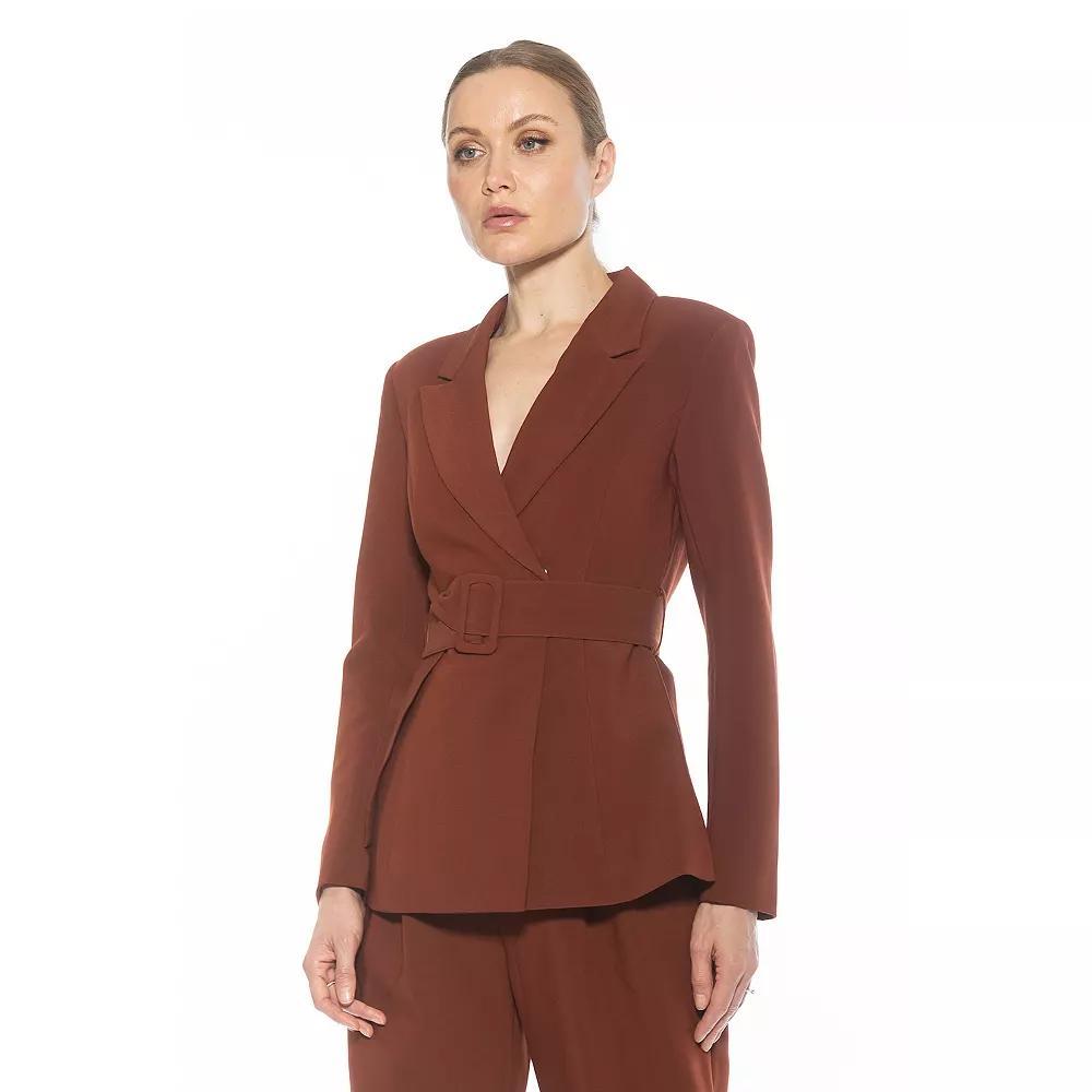 Women's ALEXIA ADMOR Janna Long Sleeve Longline Blazer with Belted Waist, Size: 6, Brown Product Image