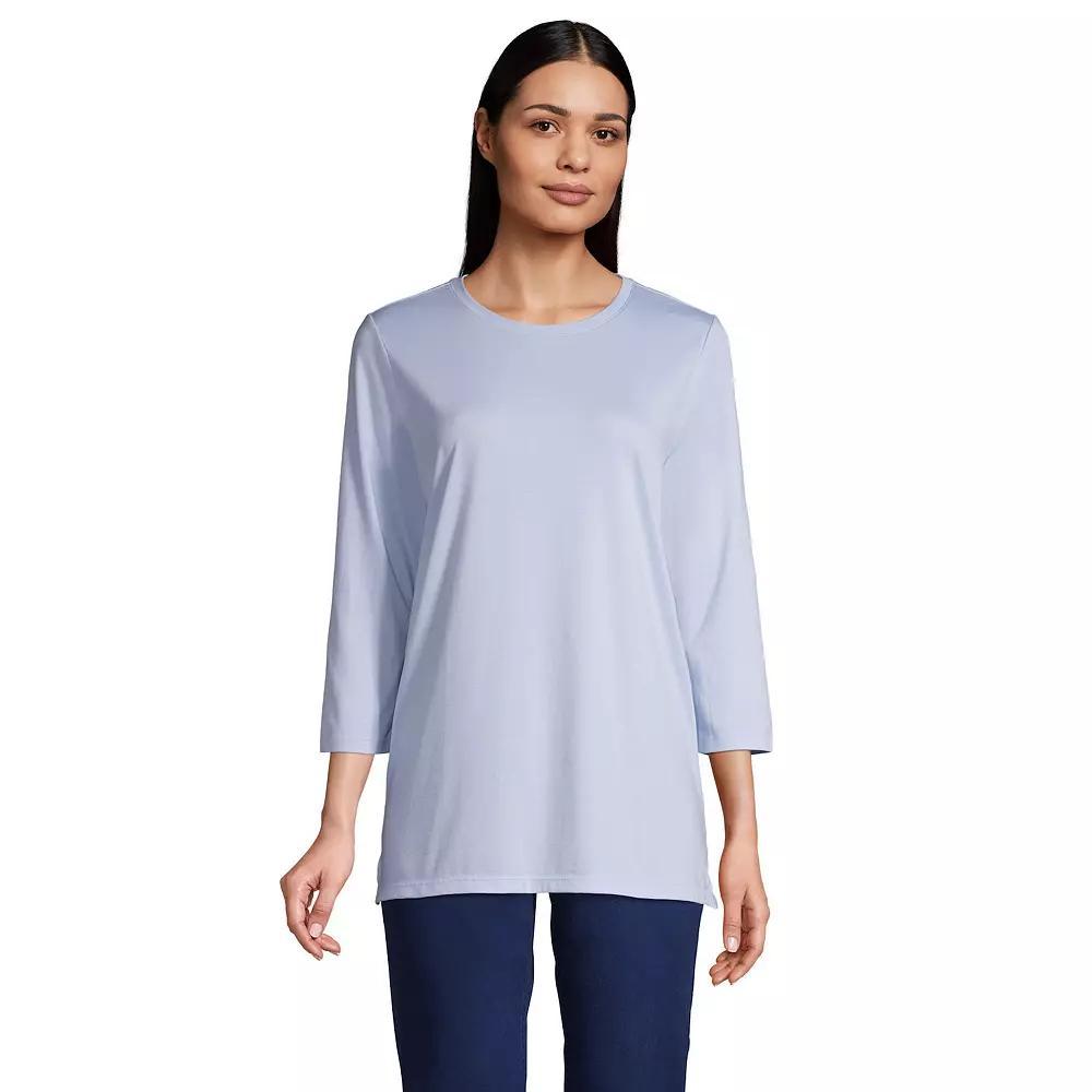 Women's Lands' End Supima Cotton Crewneck Tunic, Size: XS, Soft Blue Haze Product Image
