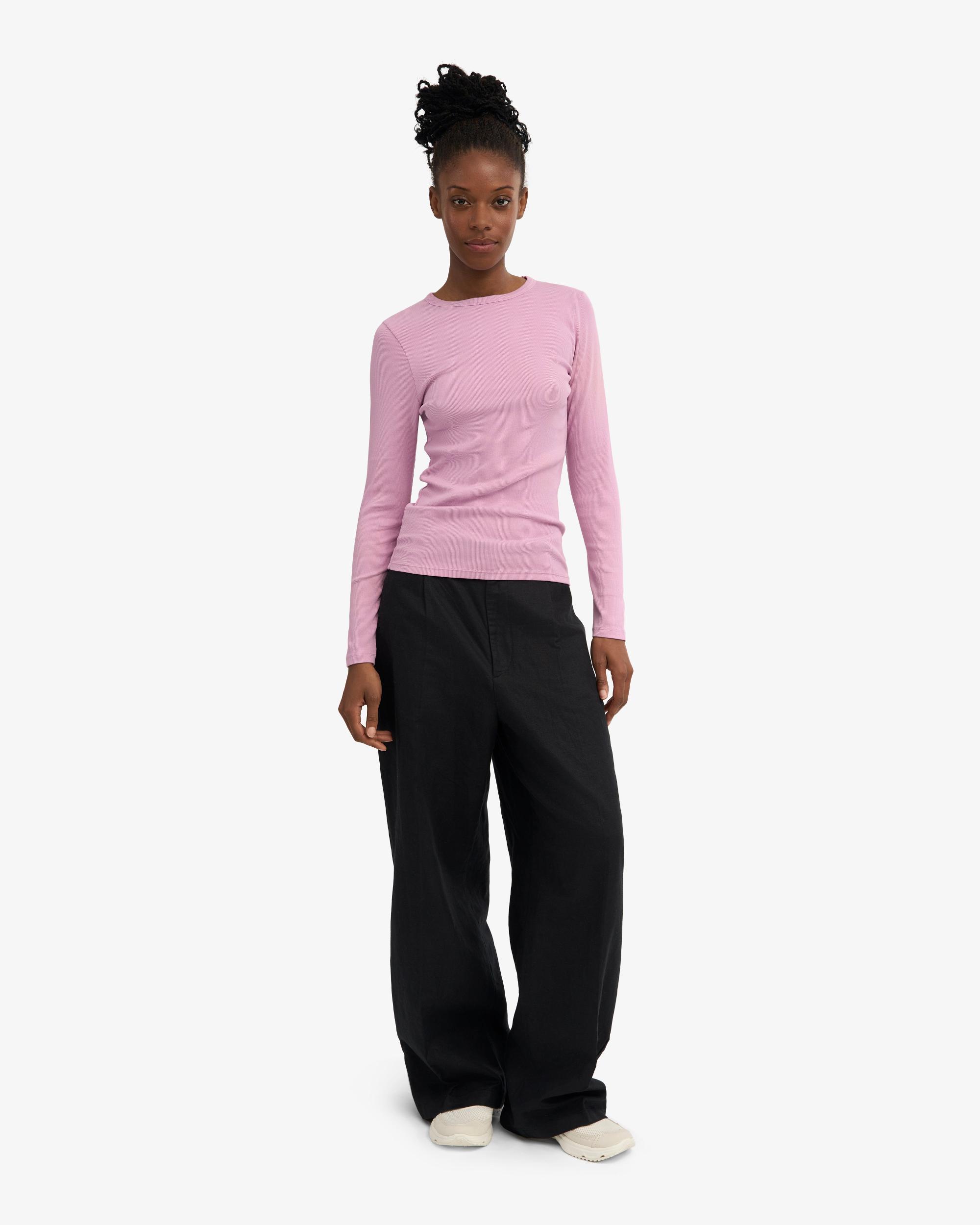 Women Organic Rib LS T-Shirt - Cherry Blossom Product Image
