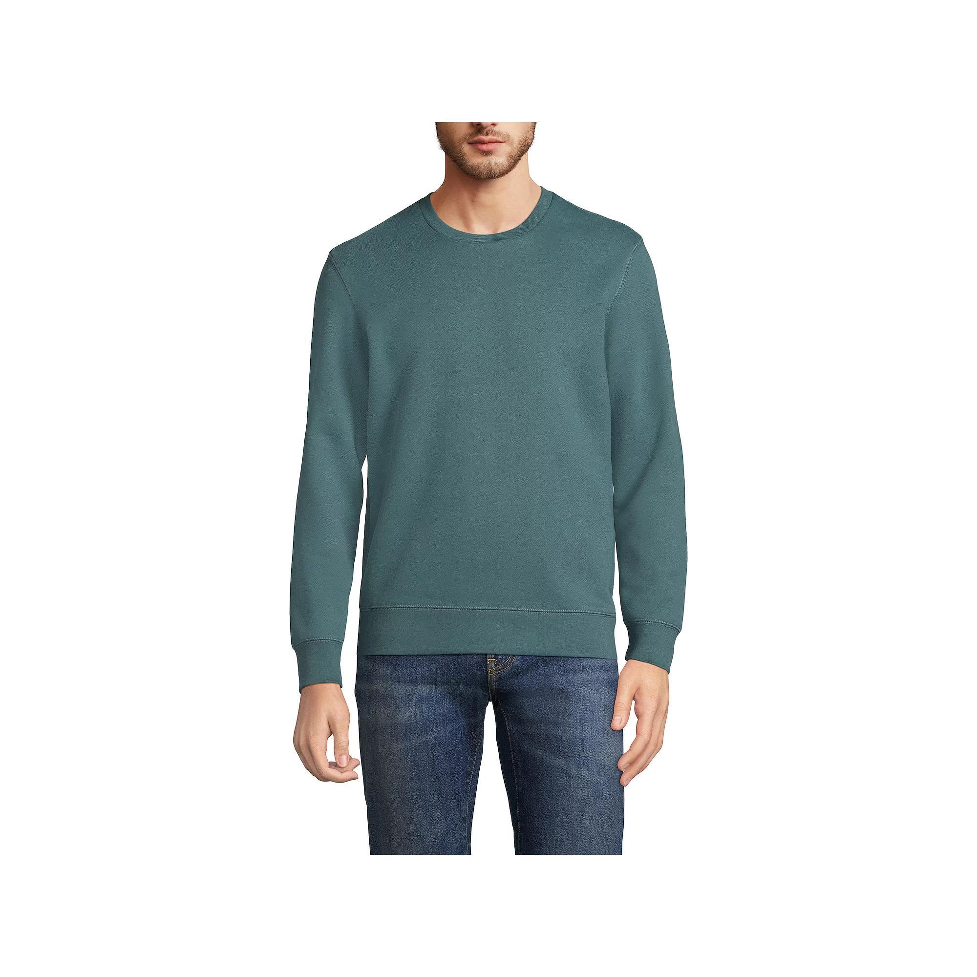 Big & Tall Lands' End Long Sleeve Serious Sweats Crewneck Sweatshirt, Men's, Size: XXL Tall, Washed Green Product Image