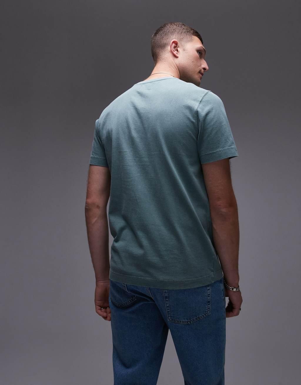 Topman regular T-shirt in washed green Product Image