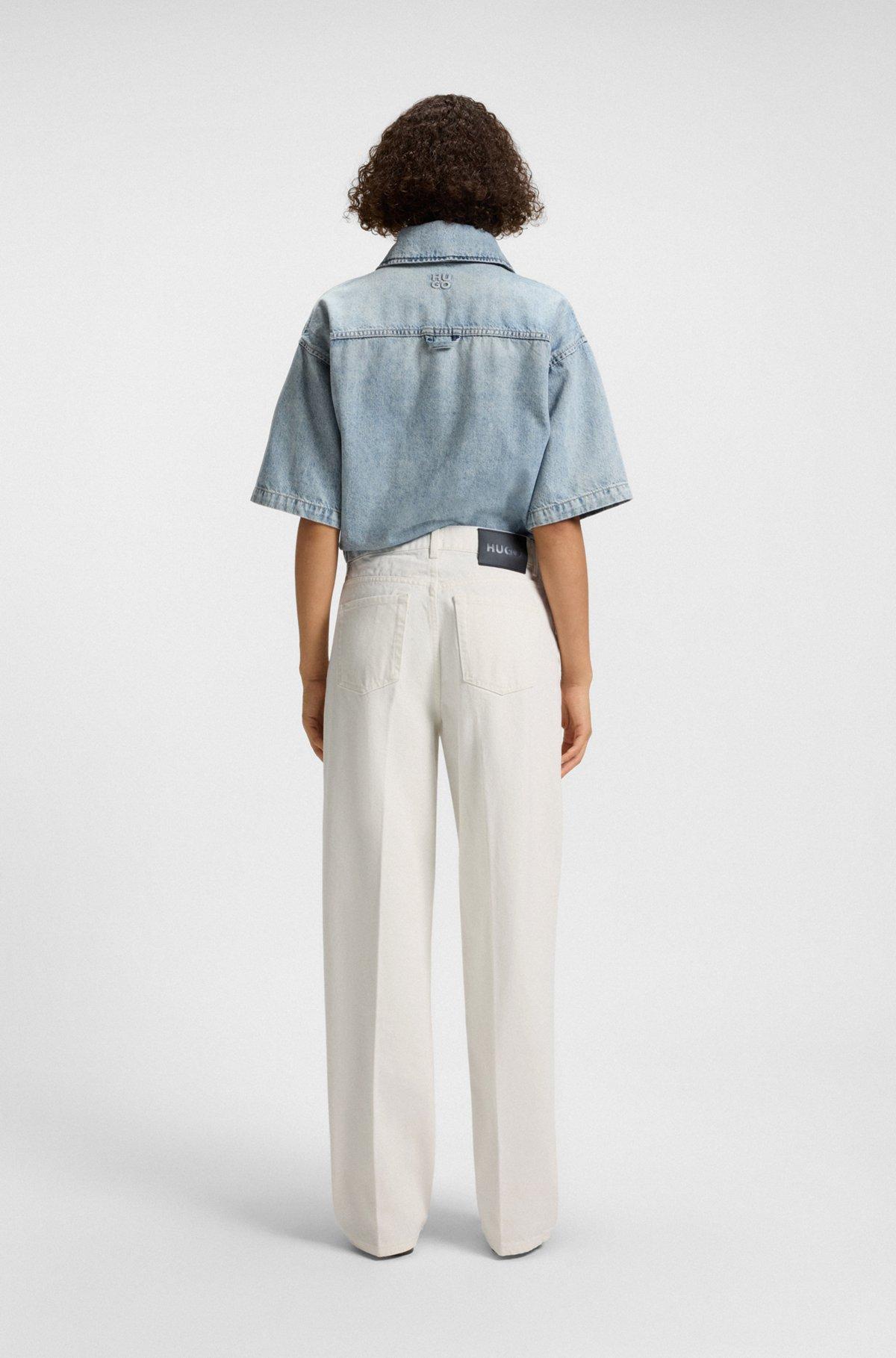 HUGO - Modern-fit jeans in white rigid denim - White Product Image