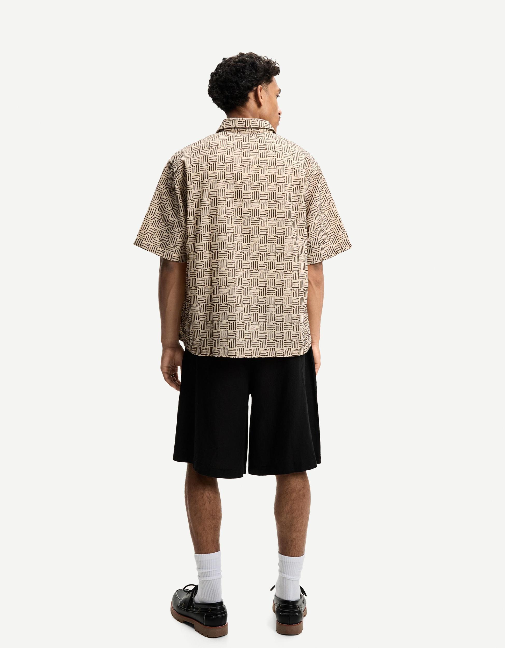 Embroidered short sleeve boxy fit shirt Product Image