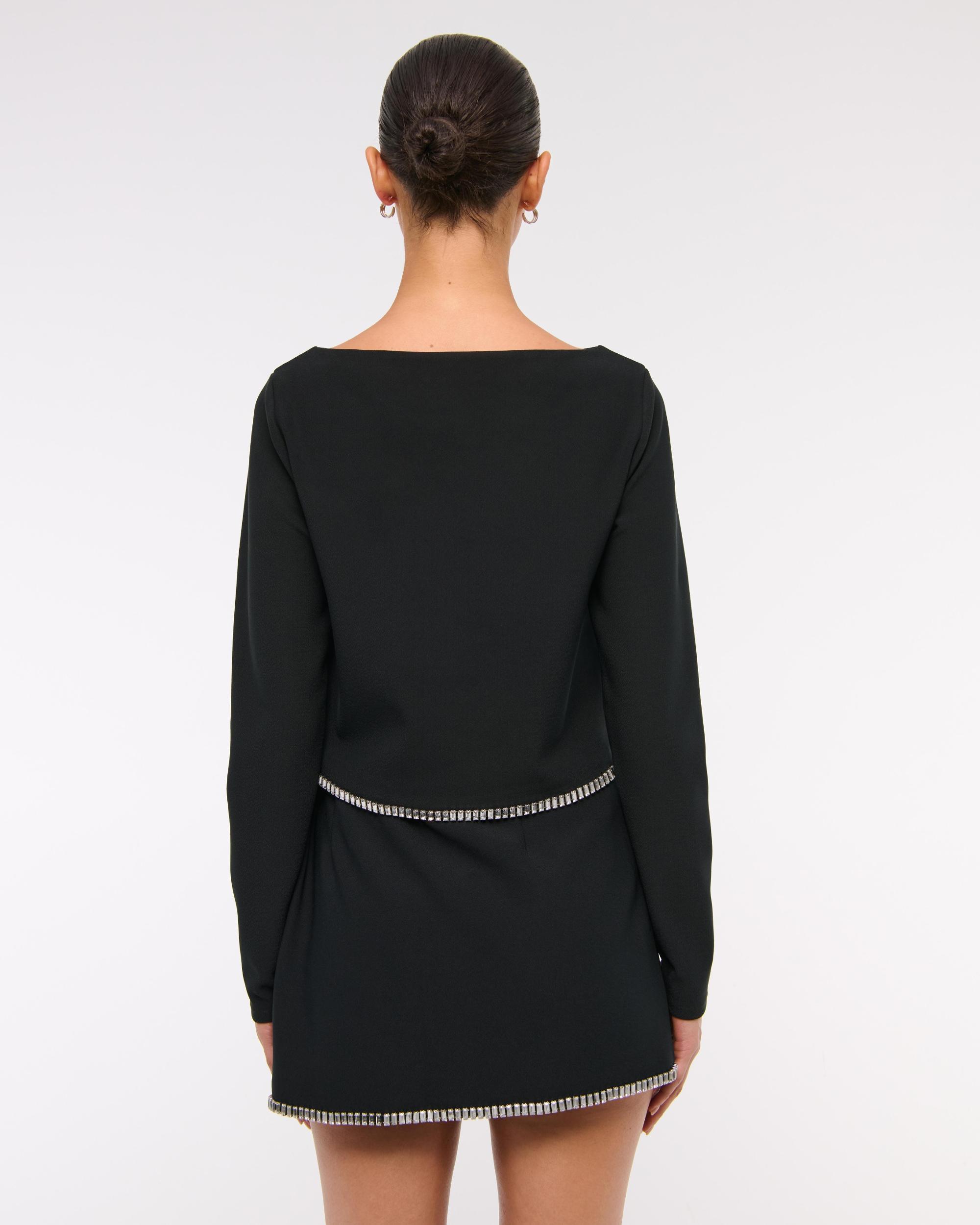 Long-Sleeve Embellished Rhinestone Top Product Image