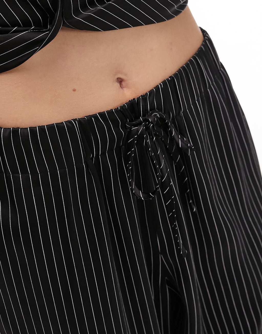 Topshop pin stripe printed satin wide leg pants Product Image