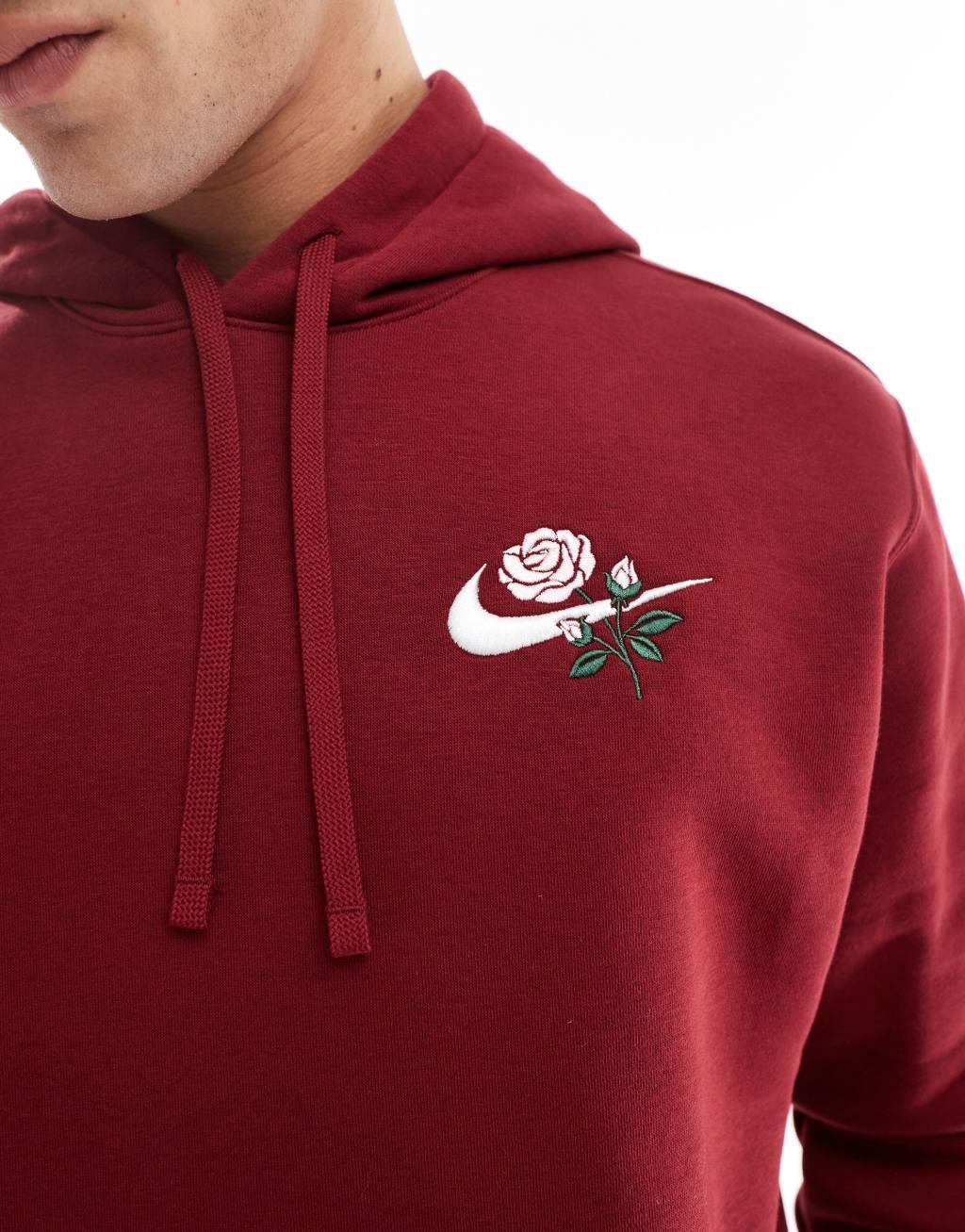 Nike Rose Swoosh logo hoodie in red Product Image