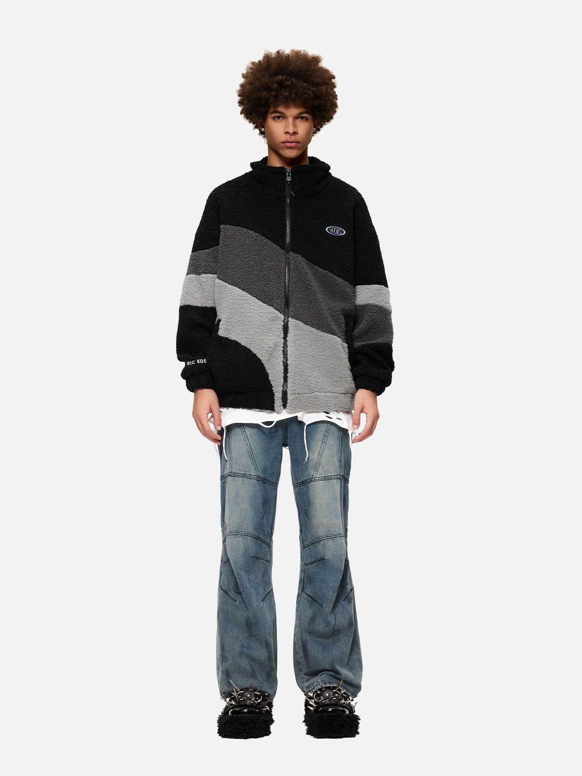 Aelfric Eden Patchwork Color Blocking Sherpa Coat Product Image