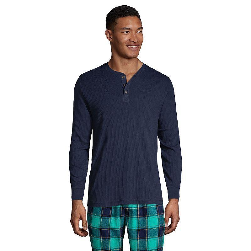 Men's Lands' End Ribbed Pajama Sleep Henley, Size: XXL, Grey Heather Product Image