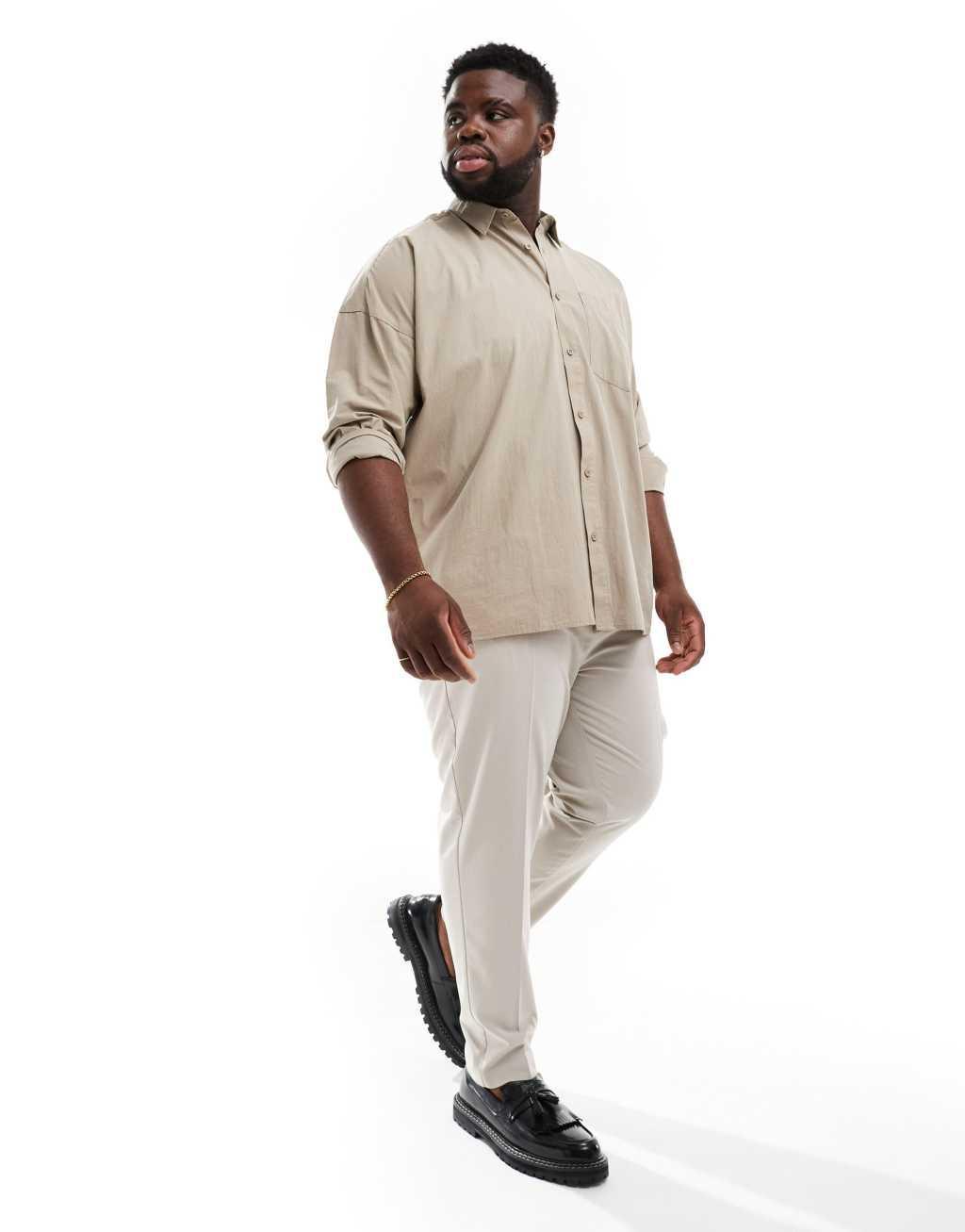 ASOS DESIGN tapered fit dress pants in ecru Product Image
