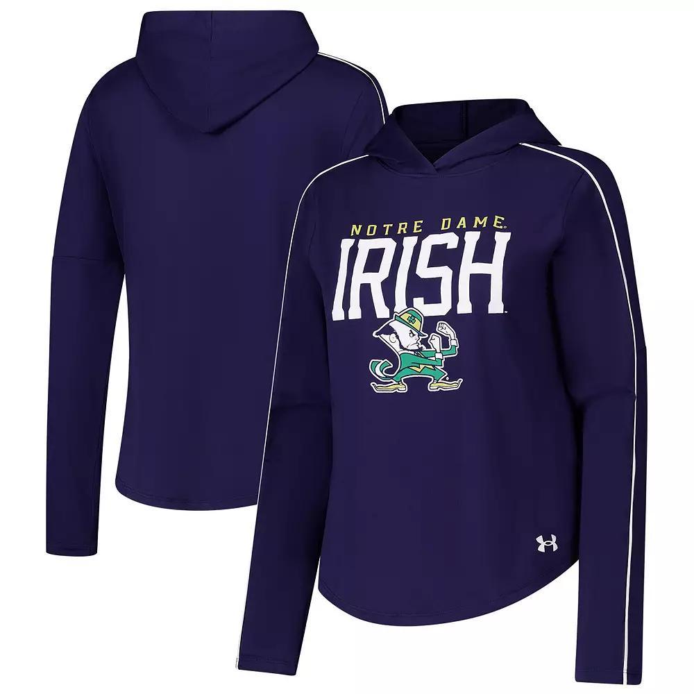 Women's Under Armour Navy Notre Dame Fighting Irish Gameday Knockout Long Sleeve Hooded T-Shirt, Size: Medium, Blue Product Image
