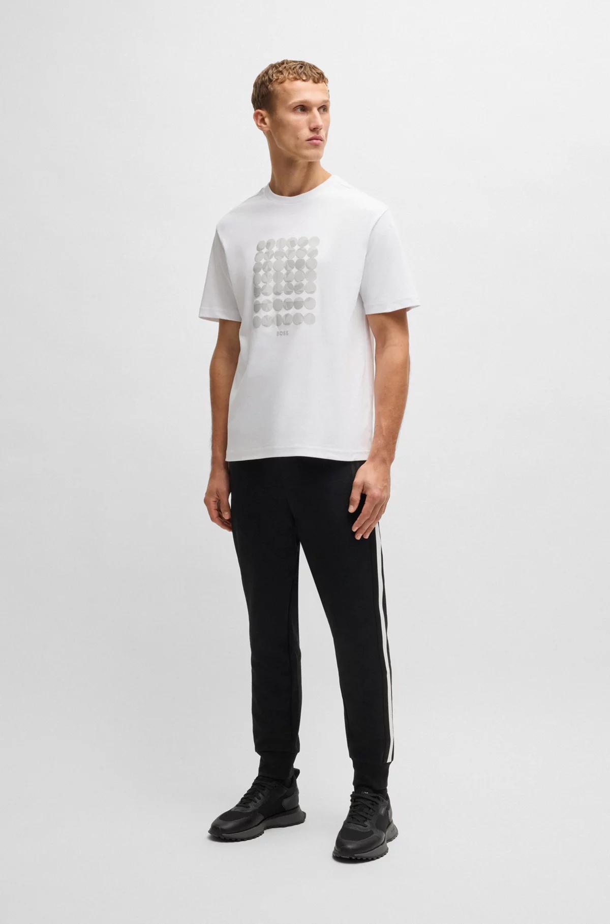 Boss Interlock-Cotton T-shirt with Circle Artwork Product Image