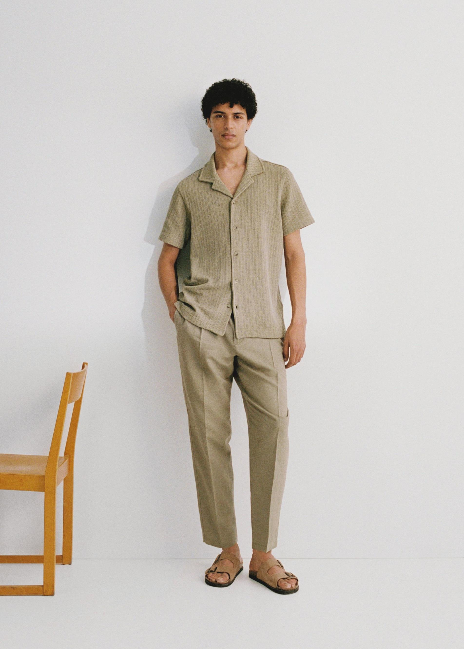 Mango Mens Drawstring Detail Slim-Fit Pants Product Image