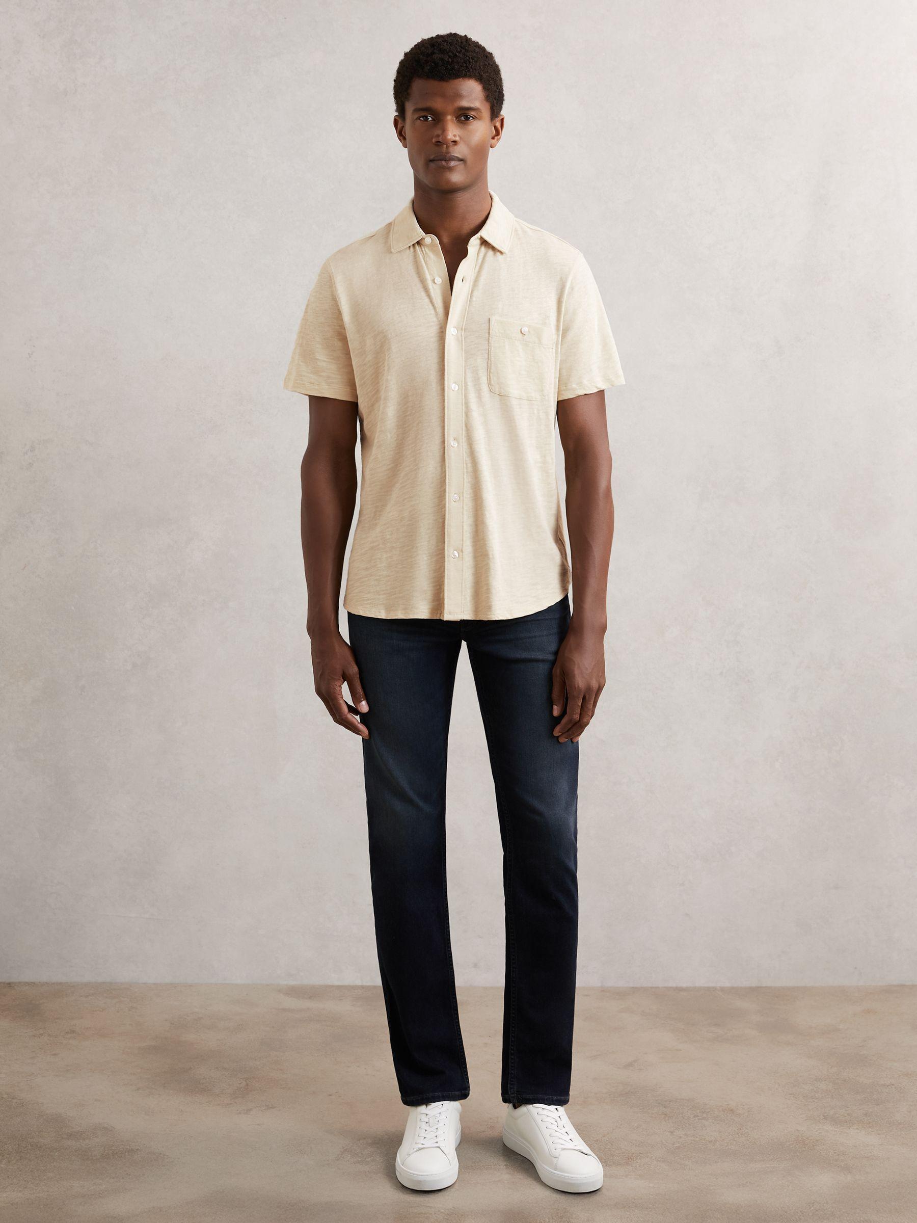 Paige Cotton Short-Sleeve Jersey Shirt in Cream Product Image