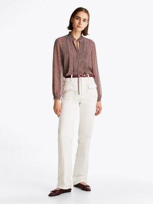 Ruffle Collar Pleated Georgette Top Product Image
