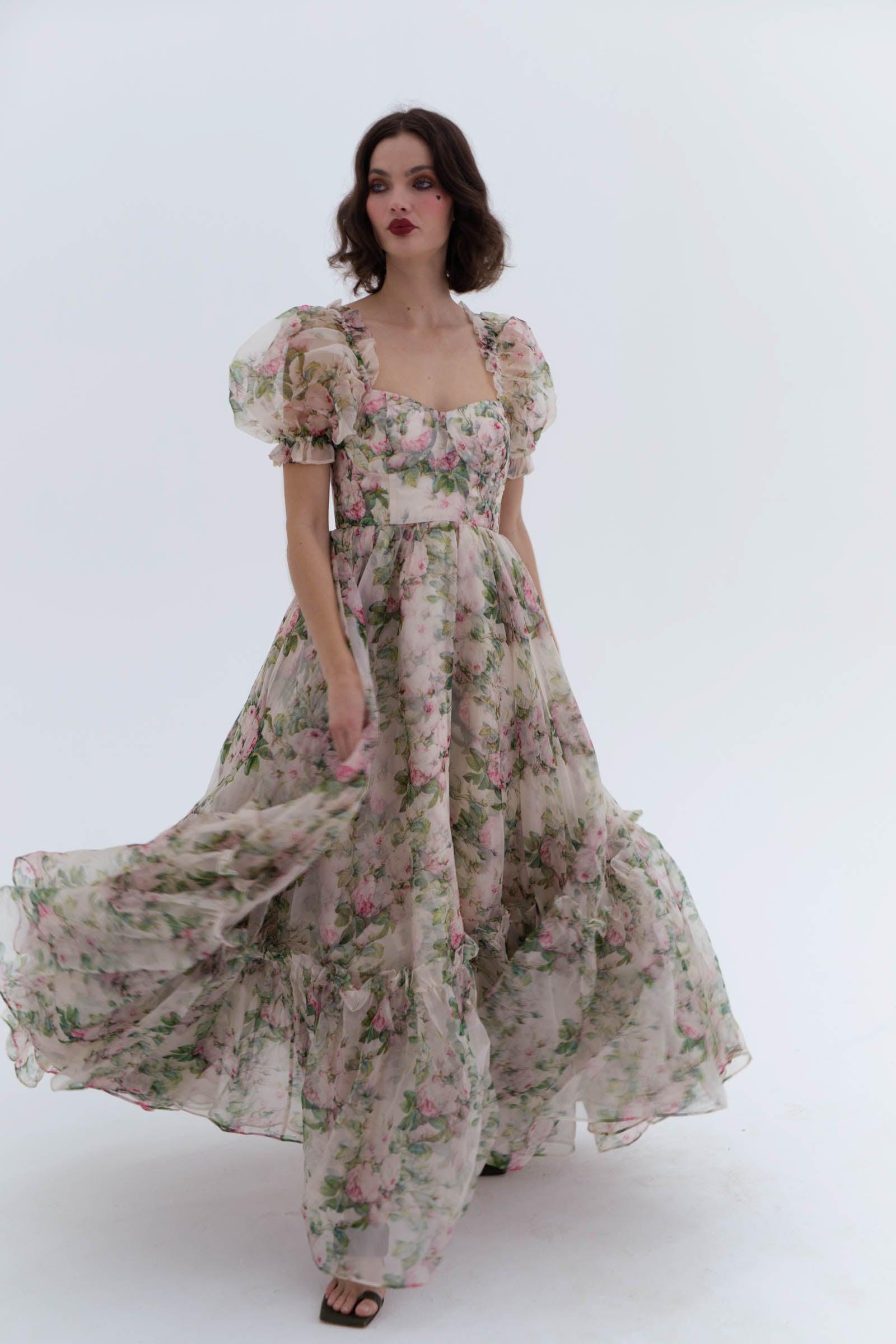 The Garden Roses Silk Gauze Ritz Gown Product Image