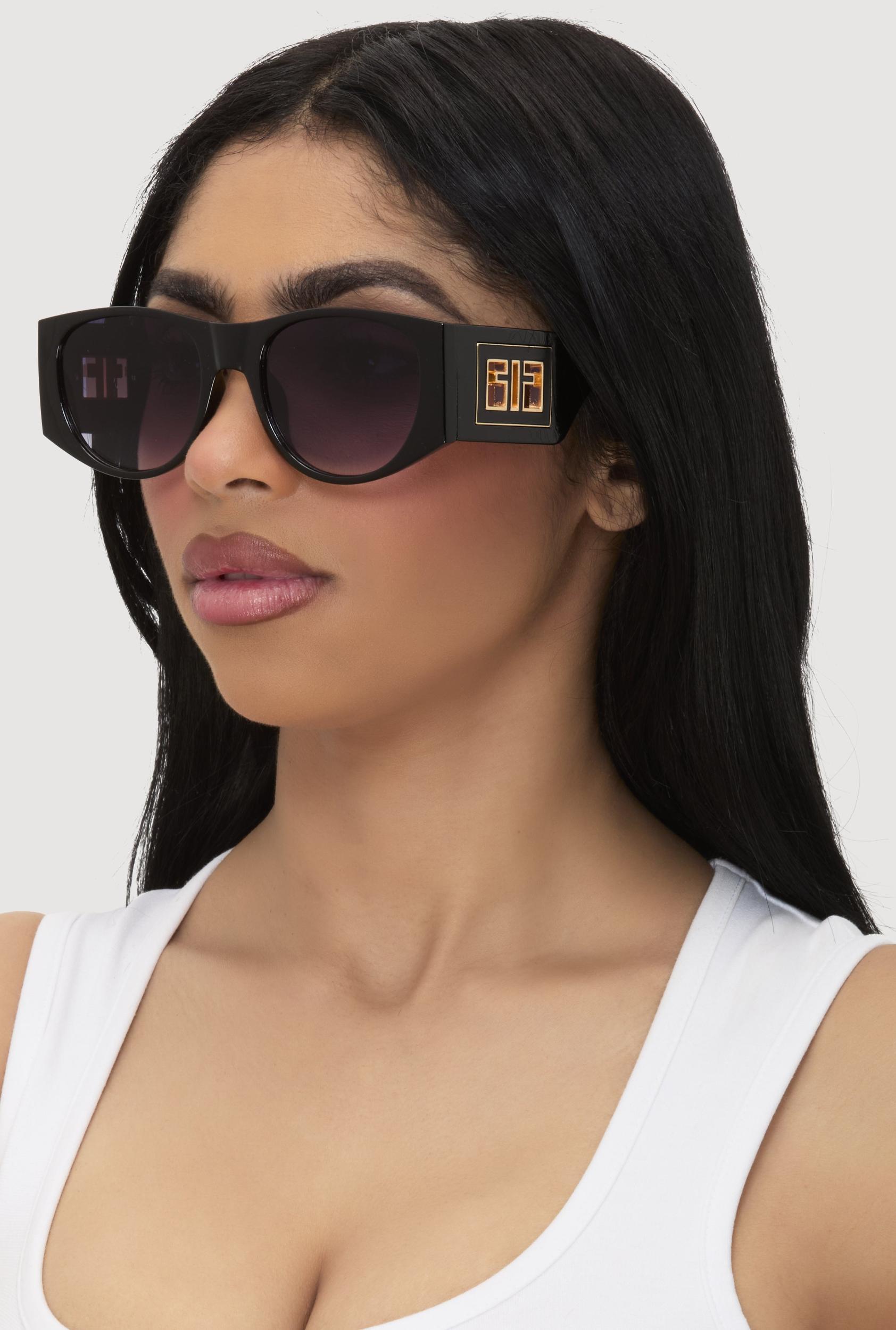 Metallic Cut Out Arm Ombre Lens Sunglasses Unisex Product Image