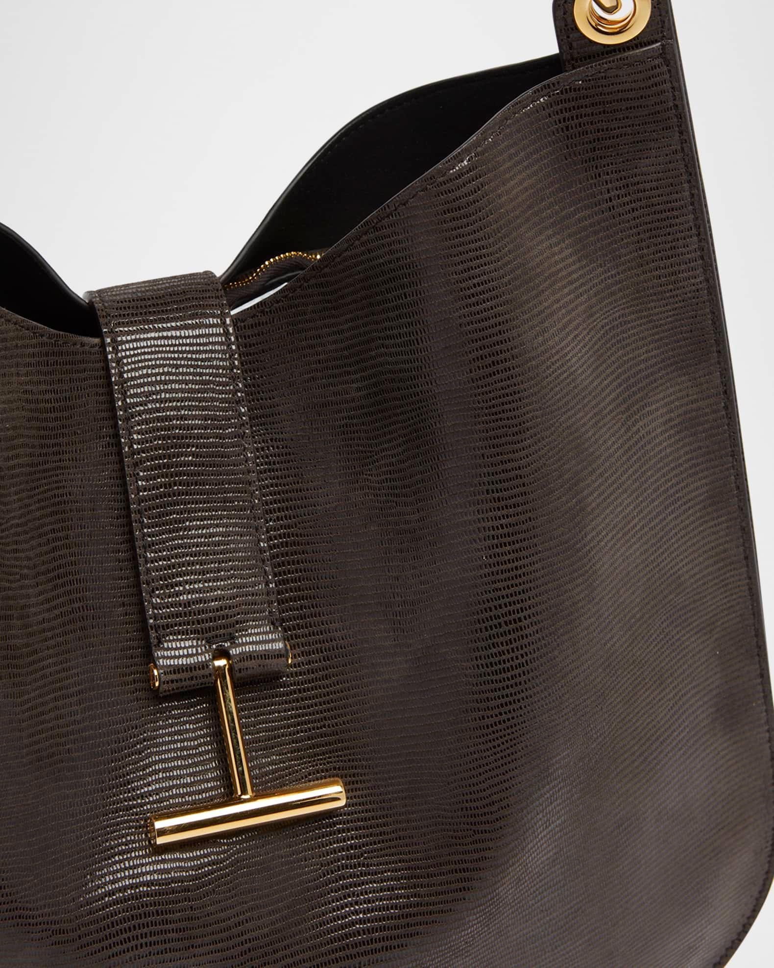 Tara Large Crossbody Bag in Lizard-Embossed Suede and Leather Product Image