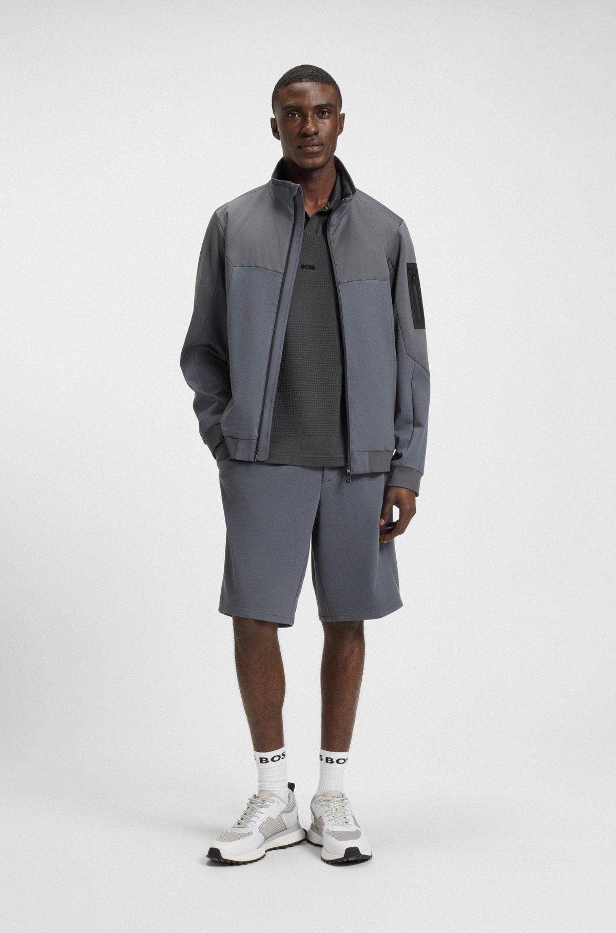 BOSS - Relaxed-fit polo shirt in cotton with mesh pattern - Dark Grey Product Image