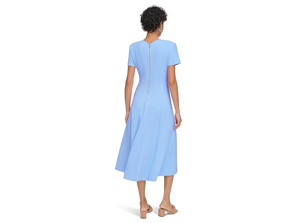 Calvin Klein Short Sleeve A-Line Midi with Vertical Seams (Serene) Women's Dress Product Image